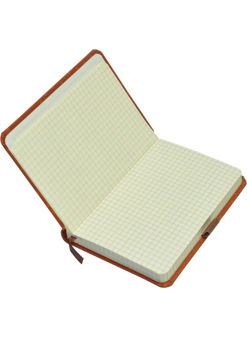 FIS دفتر ملاحظات فئة FIS التنفيذي بغطاء من جلد النعام الإيطالي، ورق عاجي، 5 مم مربعات مع شريط مطاطي، لون بني، 120 ورقة، حامل قلم وصندوق هدايا، حجم A6 - FSNBEX5MMA6BR - Image 2